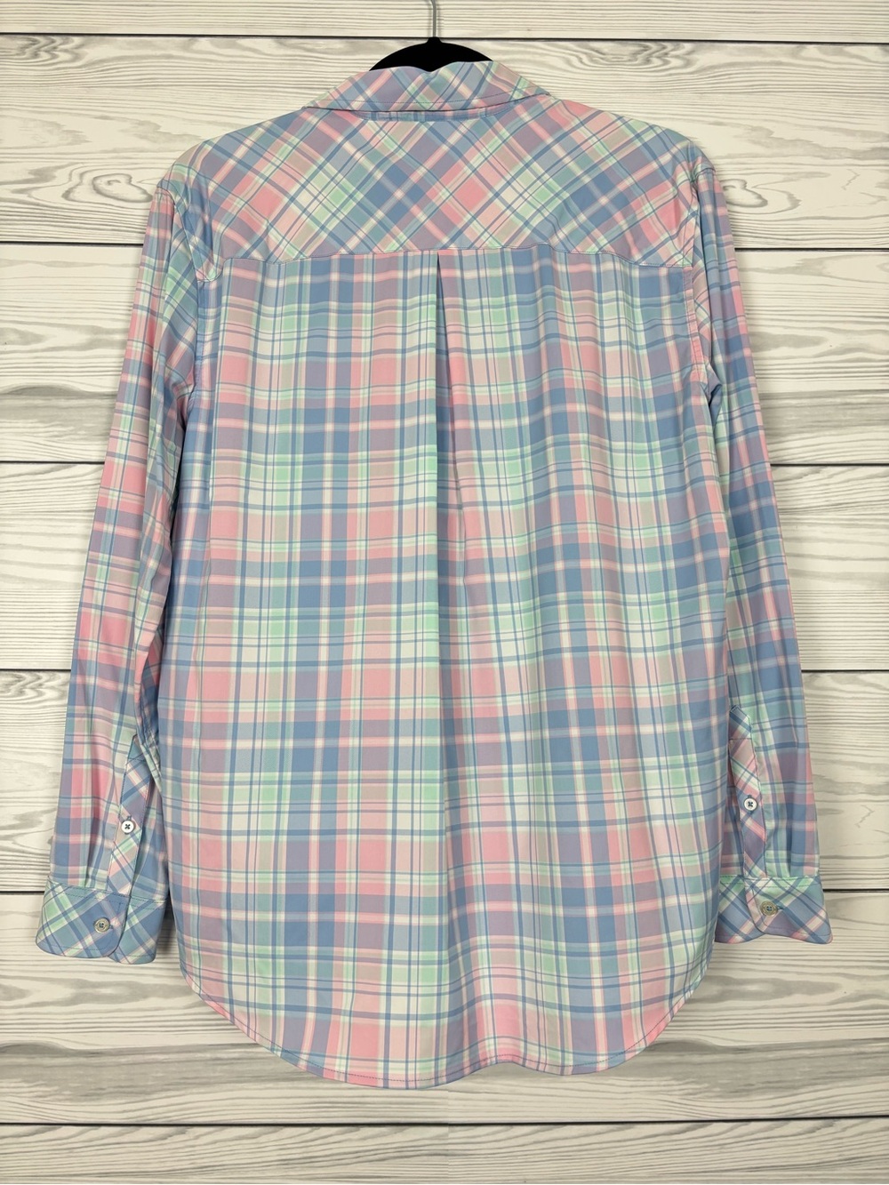 Southern Tide Intercoastal plaid popover blouse misty pink medium NWT - Picture 9 of 9